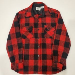 Flannel Shacket Checkered Plaid Red and Black & Wool Blend